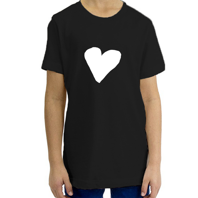 Organic Youth T-Shirt, White Heart (7 colors available)
